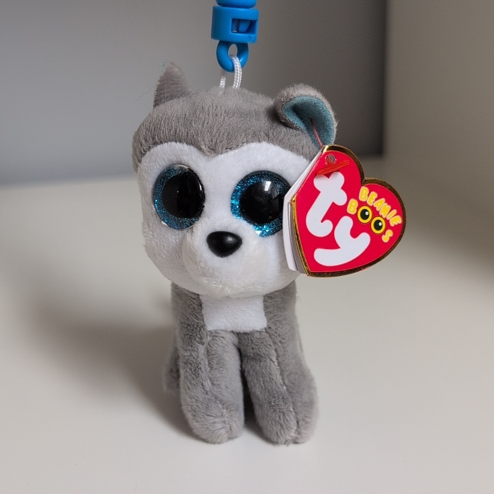💜2/$20💜 Ty Beanie Boos Plush Keychain Clip "Slush" 4"